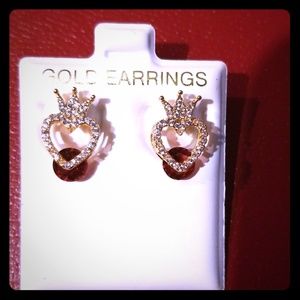 Jewelry - Gold Red Diamond cut fashionable ear stud earrings Jewelry - Gold Red Diamond cut fashionable ear stud earrings